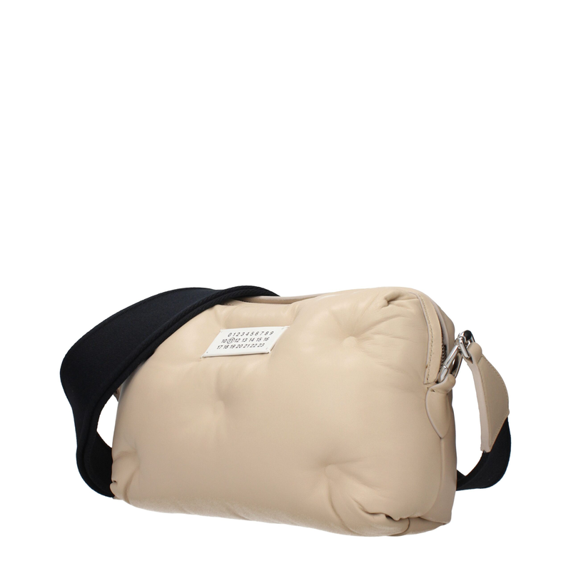 Beige leather clutch bag-null