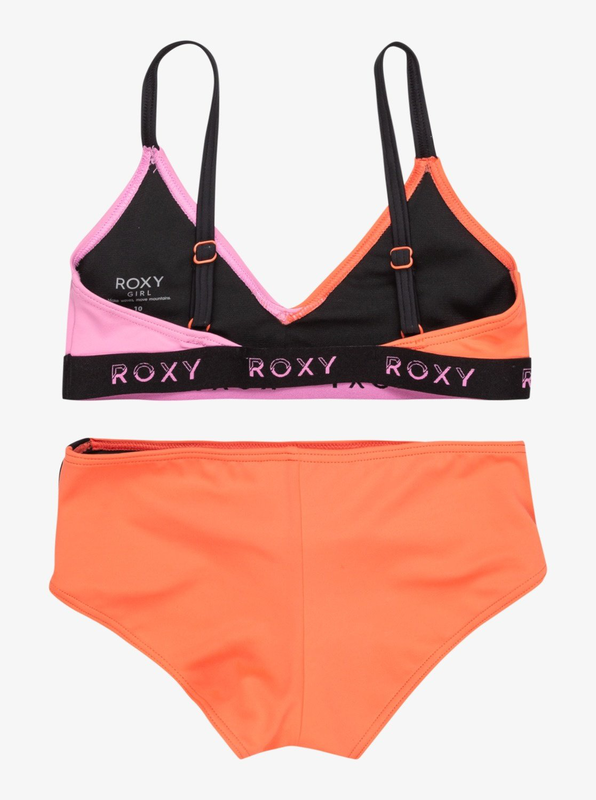 Roxy girl's swimwear colorblock tri set-null