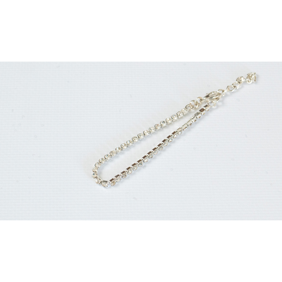 Stainless Steel Silver Chain Anklet with Zircon, Silver, medium