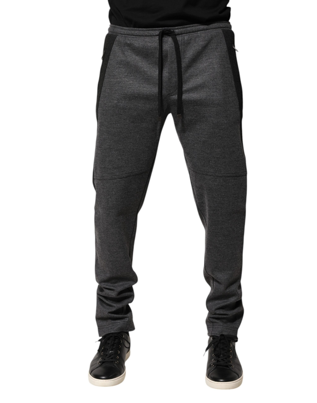 Gray black wool blend jogger sweatpants  pants-null