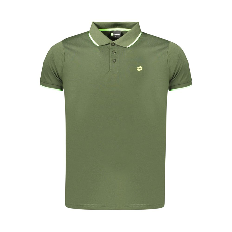 Green polyester men's polo shirt-null