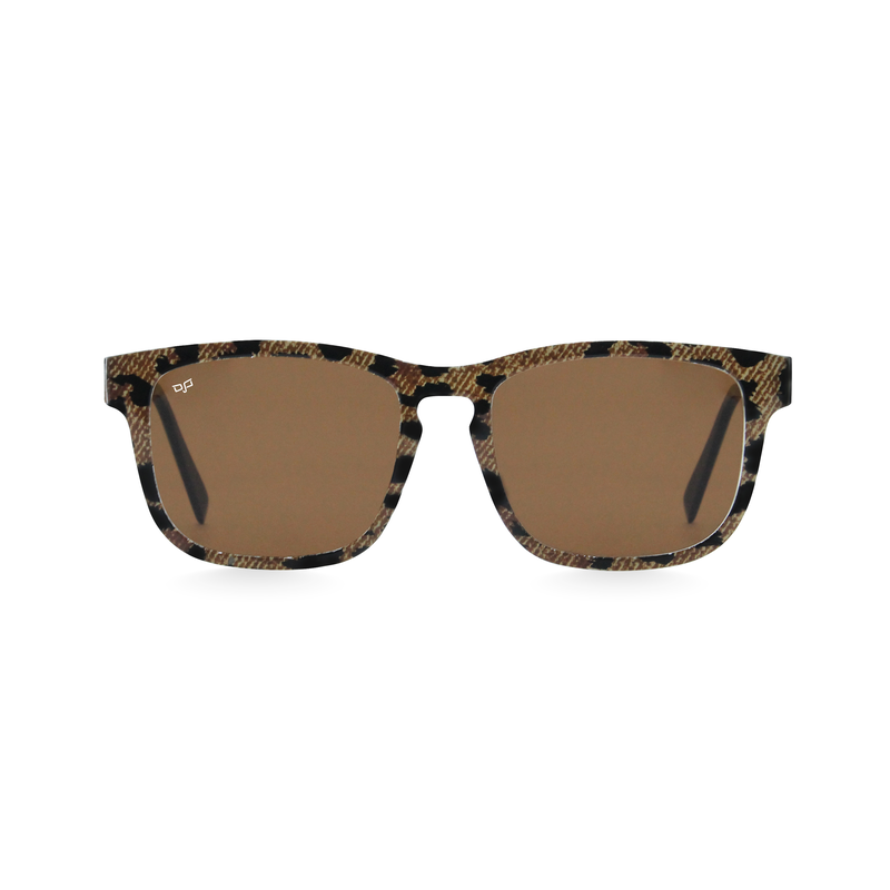 OJO sunglasses wooden handmade with shell brown frame and temples with brown lenses-null