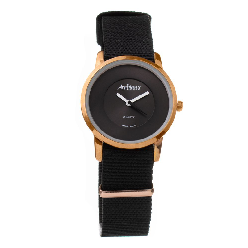 Black textile dress watch-null