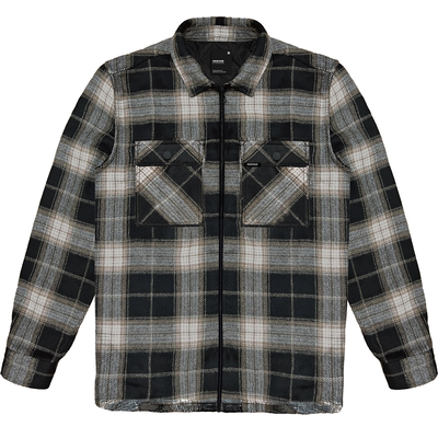 Textured check flannel zipper overshirt