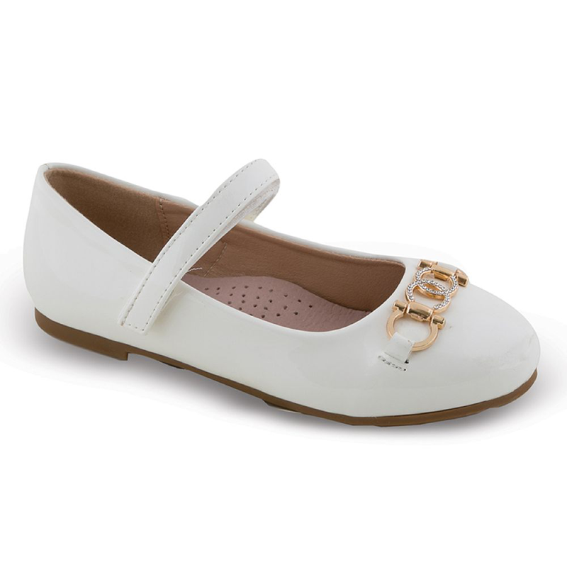 Girls white lustrine ballerina with gold chain-null