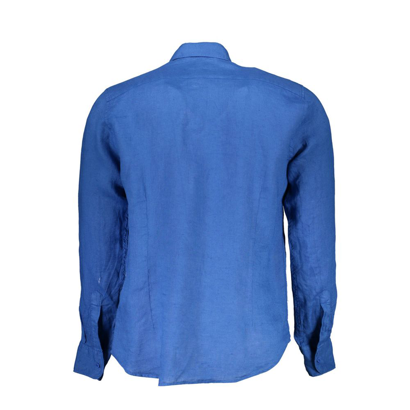Blu linen men shirt-null