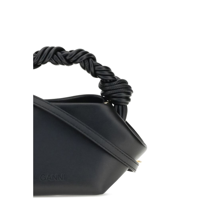 Black recycled leather shoulder bag-null