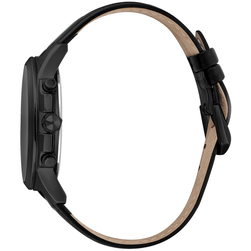 Black leather dress watch-null