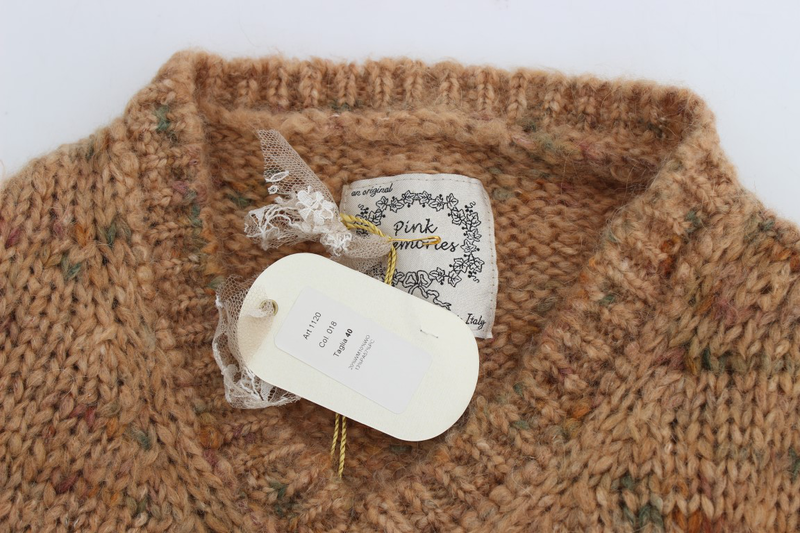 Brown wool blend knitted oversize sweater-null