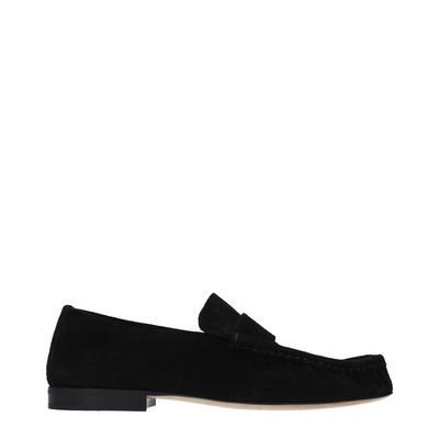 Black leather slip-on loafers, Black, medium