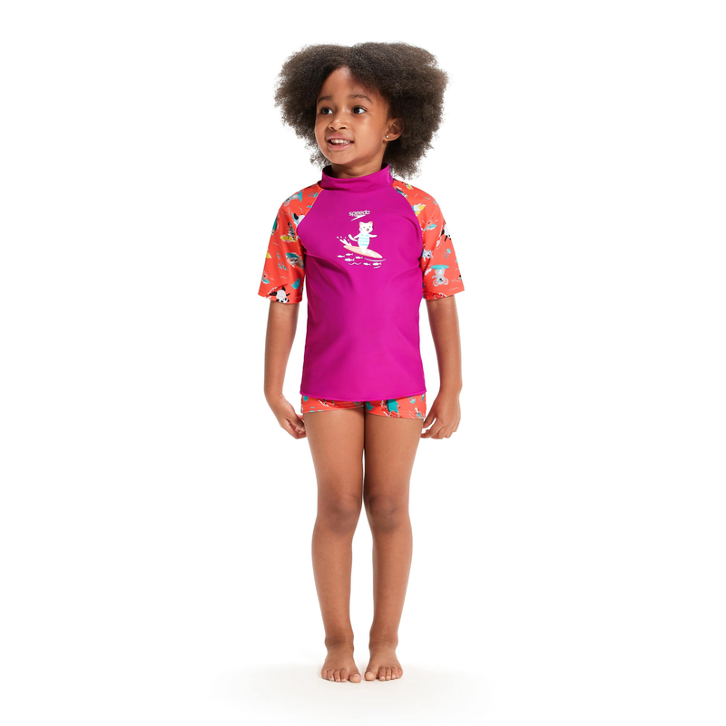 Speedo infant girls digital short sleeve rash top set (81188 image number null