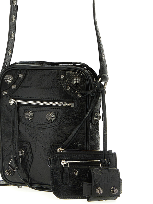 Black lamb leather crossbody bag-null