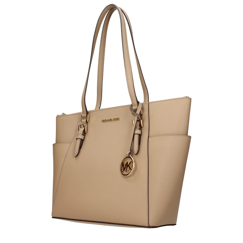Beige leather shoulder bag-null