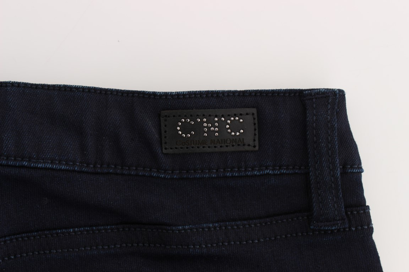 Blue cotton blend slim fit jeans-null