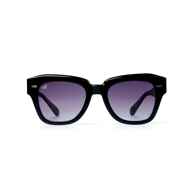 OJO sunglasses handmade square black frame and temple with black lenses rx-null