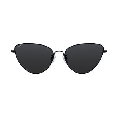 Ojo trend sunglasses cat eye shiny black frame and temples with black matt tips and black lenses