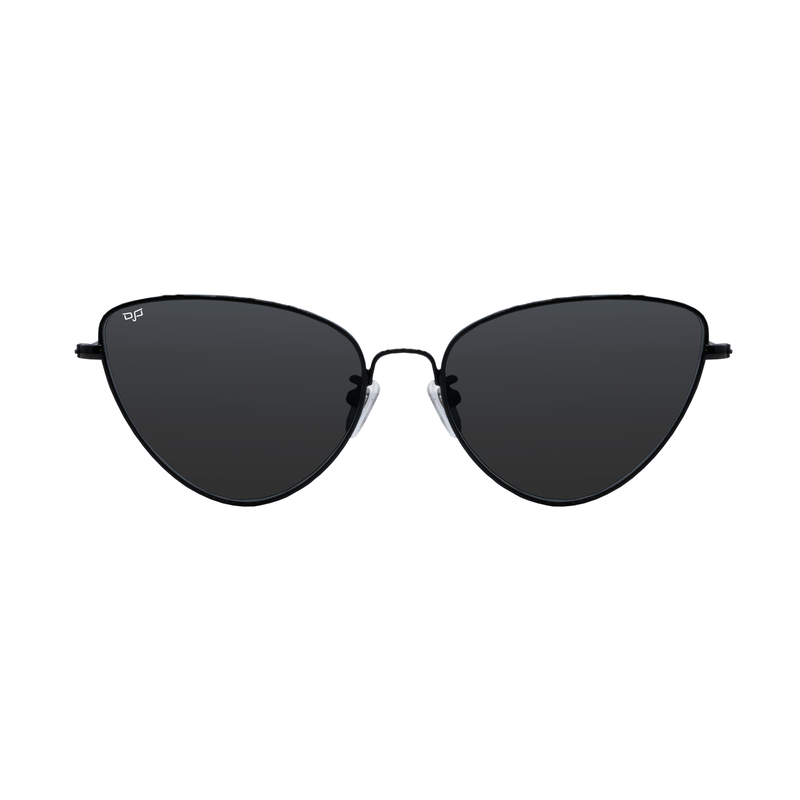Product image: OJO trend sunglasses cat eye shiny black frame and temples with black matt tips and black lenses-null