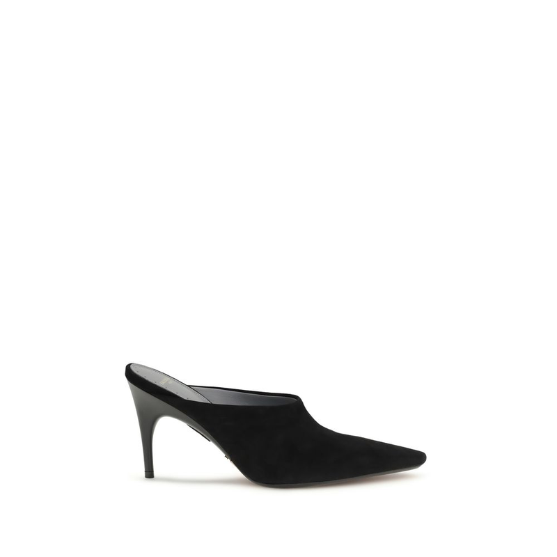 Black suede leather mules-null