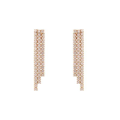 Layer zircon earrings, White Zircon-gold Plated 18k, medium
