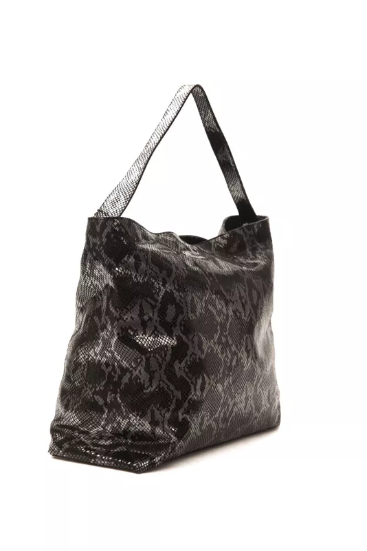 Gray leather women shoulder bag-null