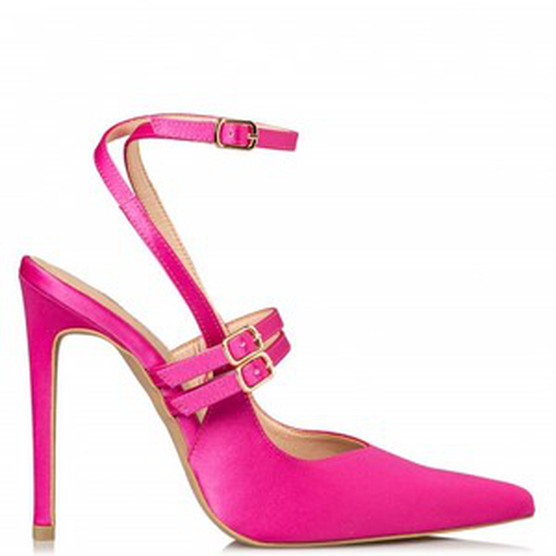 Satin multi-strap pumps - fuchsia-null