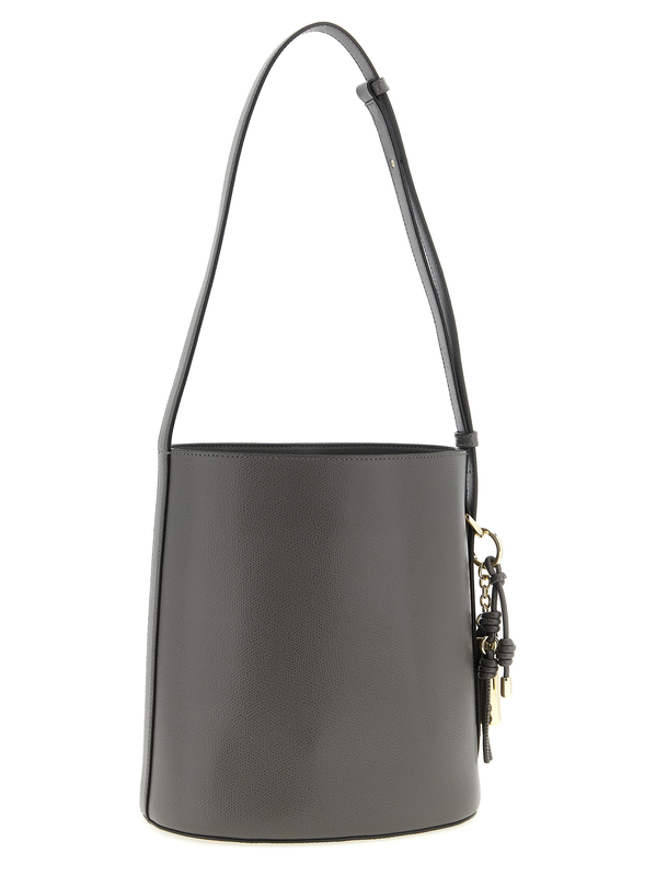 Gray calfskin shoulder bag-null