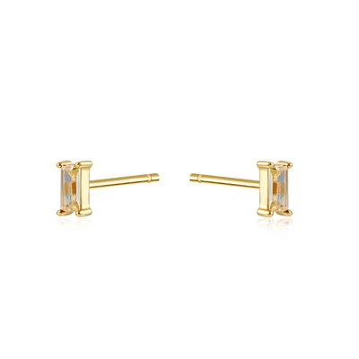 Stone zircon studs, Emerald Zircon-gold Plated 18k, medium