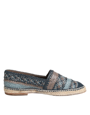 Blue gray woven leather buffalo espadrille shoes, Blue, medium