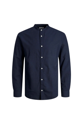 Jack&jones jjelinen blend band shirt ls sn, Navy Blazer, medium