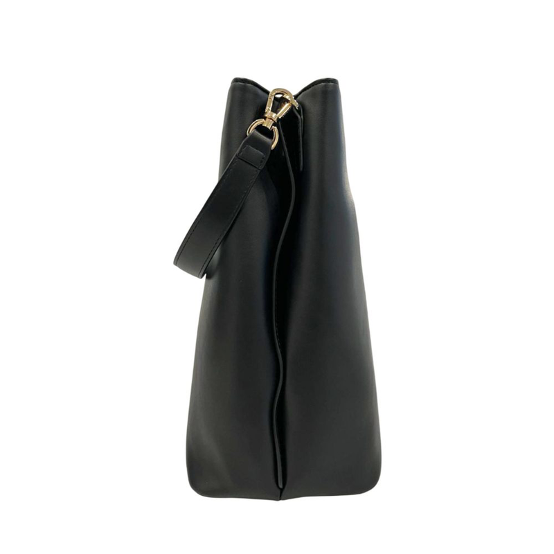 Black pu women shoulder bag-null