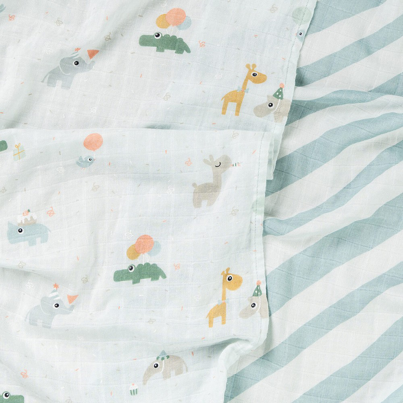 Done by deer burp cloth 2-pack celebration - blue-null