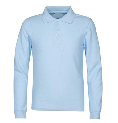 Tshirt polo long sleeve with collar, Light Blue, medium