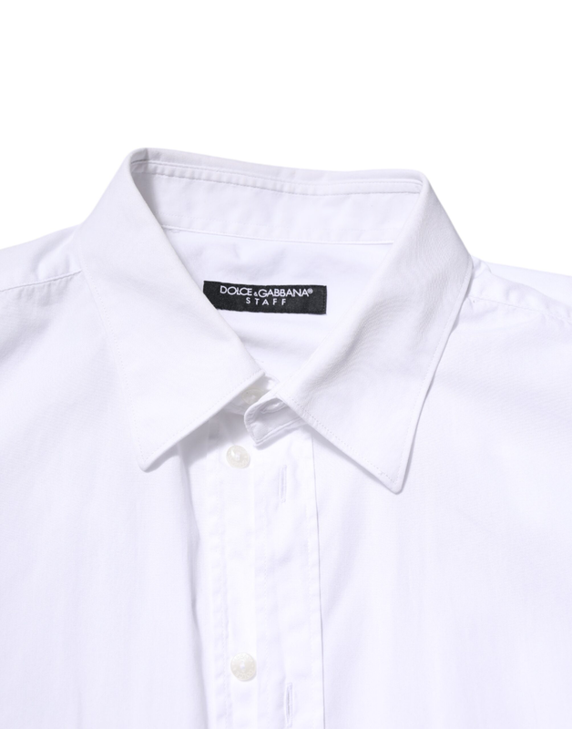 White cotton staff long sleeves forma shirt-null