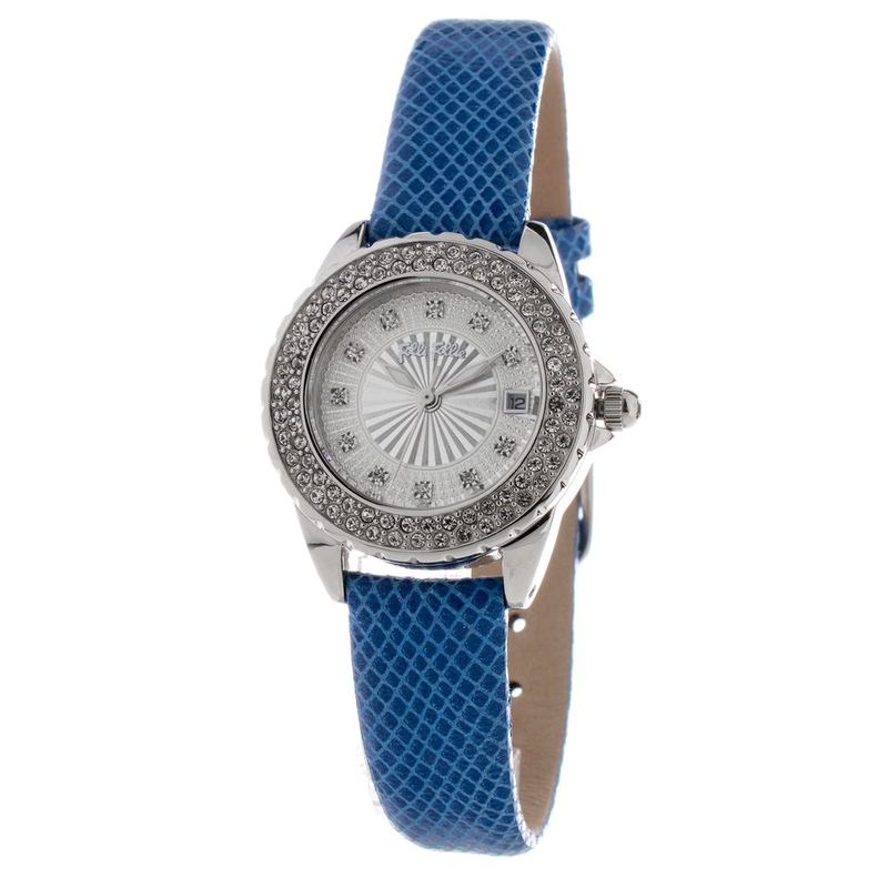 Blue leather dress watch-null