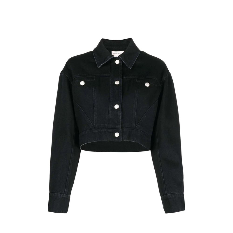 Black cotton denim jacket-null