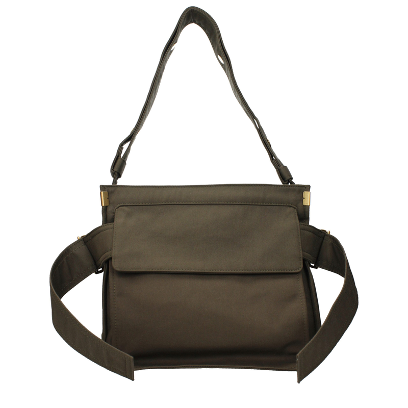 Green fabric shoulder bag-null