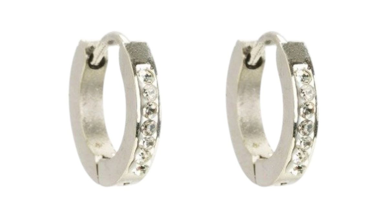 Borghetti pharma silver hoops with strass stainless steel earrings (507931)-null