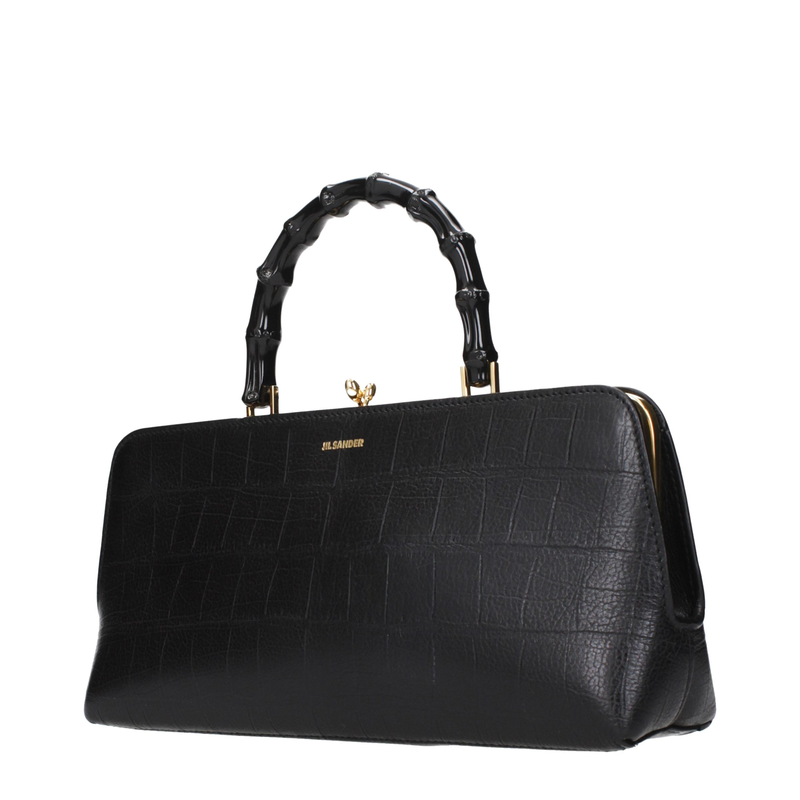 Black leather handbag-null