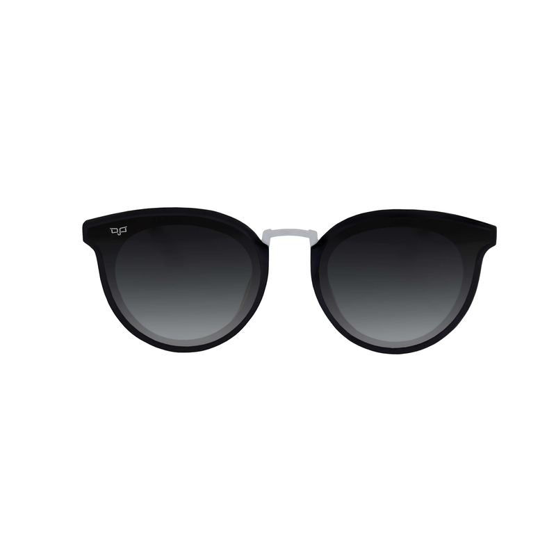 OJO classic sunglasses oval black frame and temples silver bridge with black lenses-null