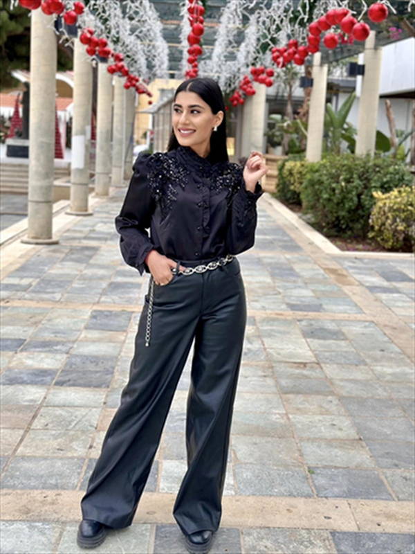 Satin shirt high neck image number null