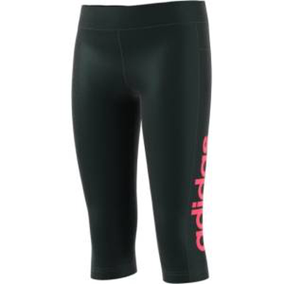 Girls essentials linear 3/4 tight, Black / Hot Pink, medium