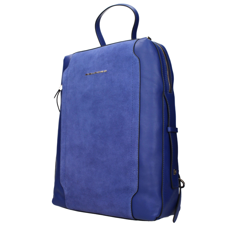 Blue leather backpack-null