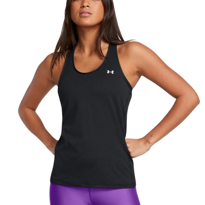 Under armour women racer tank, Black, medium