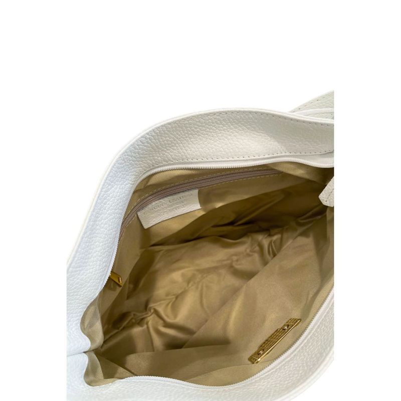 White cowhide clutch bag-null