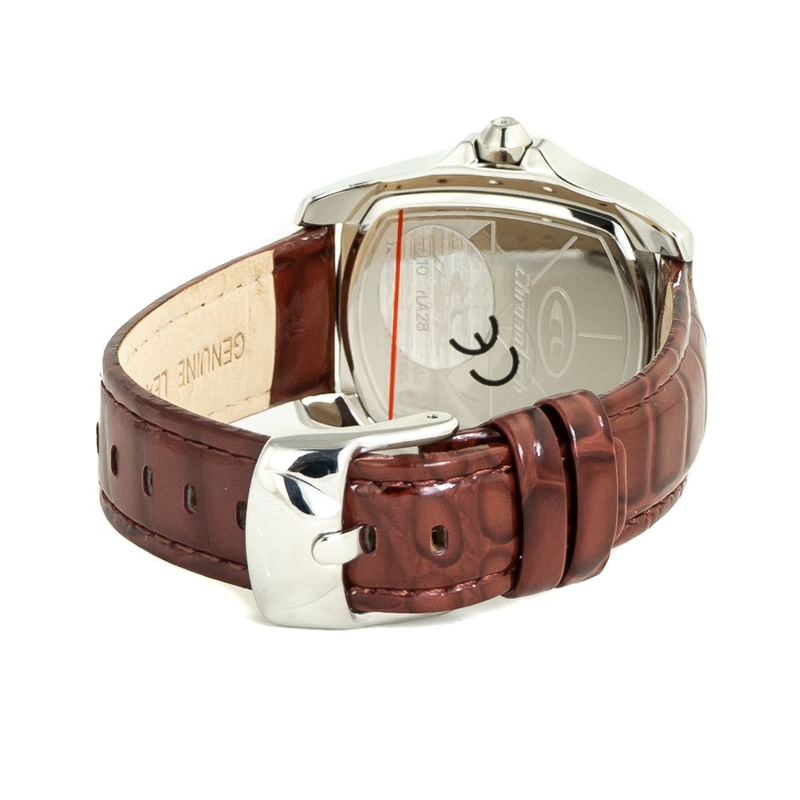 Brown leather dress watch-null