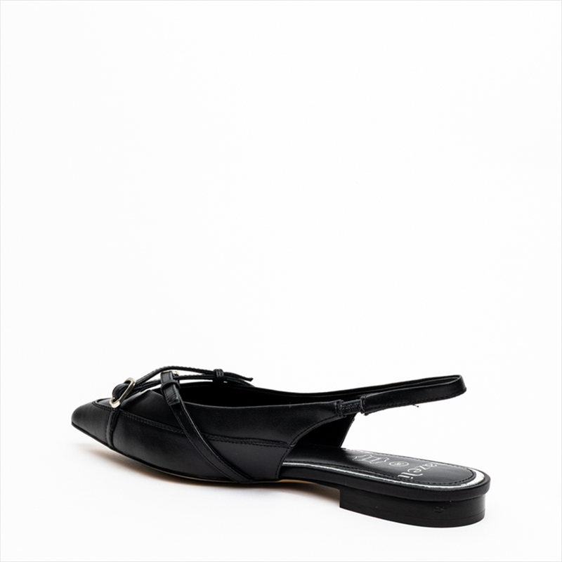 Nazeli premium low heel slingback pumps with buckle detailed cross straps-null