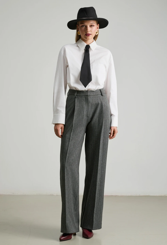 High-waisted staight-leg pants by desiree - grey-null