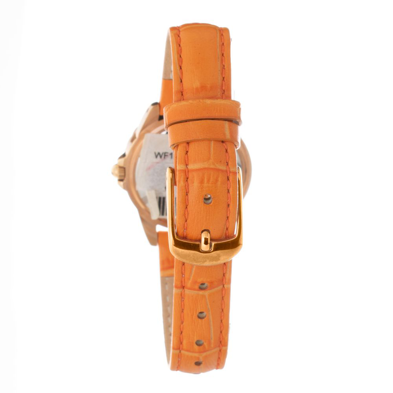 Orange leather dress watch-null