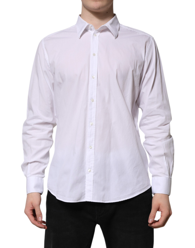 White cotton staff long sleeves forma shirt-null
