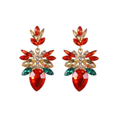 Crystal statement earrings red